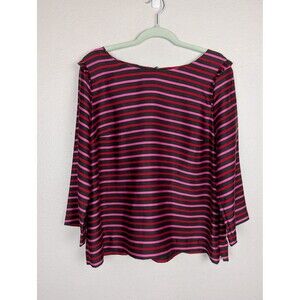 Talbots RSVP Shirt Womens 14 Multicolor Stripe Boat Neck 3/4 Sleeve Top Blouse